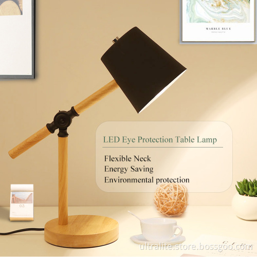 Creative Shape Desk Lamp Wooden Base Study Light Students Light For Dorm